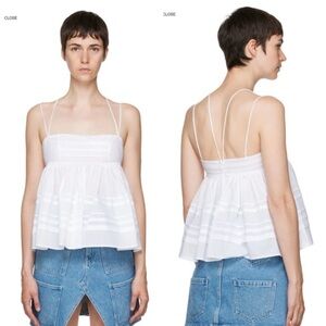 STAUD White Asymmetrical Tiered Camisole